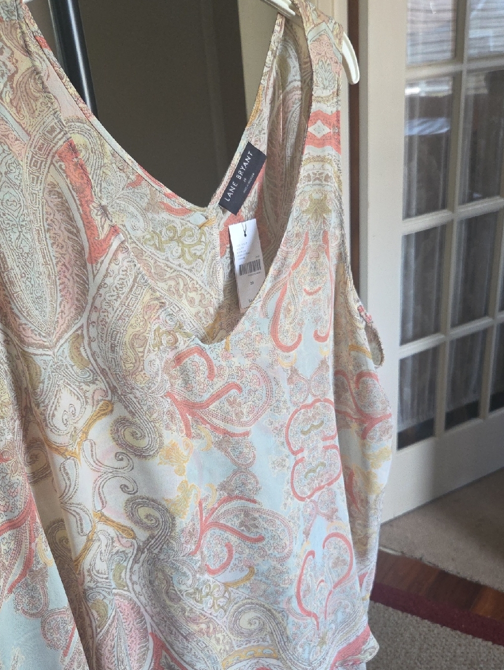 Lane Bryant Coral and Cream Paisley Sleeveless Camisole